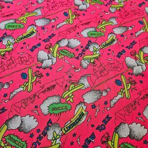 Vintage Pink Polyester Fabric Charles Lindbergh